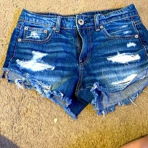 Ripped jean shorts